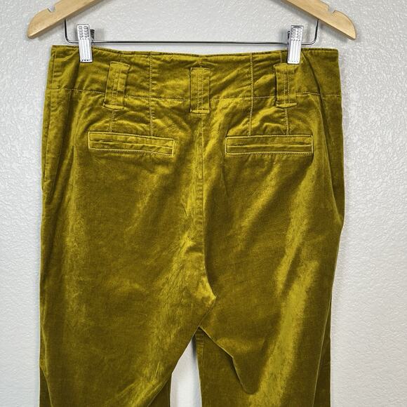 Maeve Anthropologie Women’s Naomi Chartreuse Velvet Trouser Pants Size 8 - Picture 6 of 15